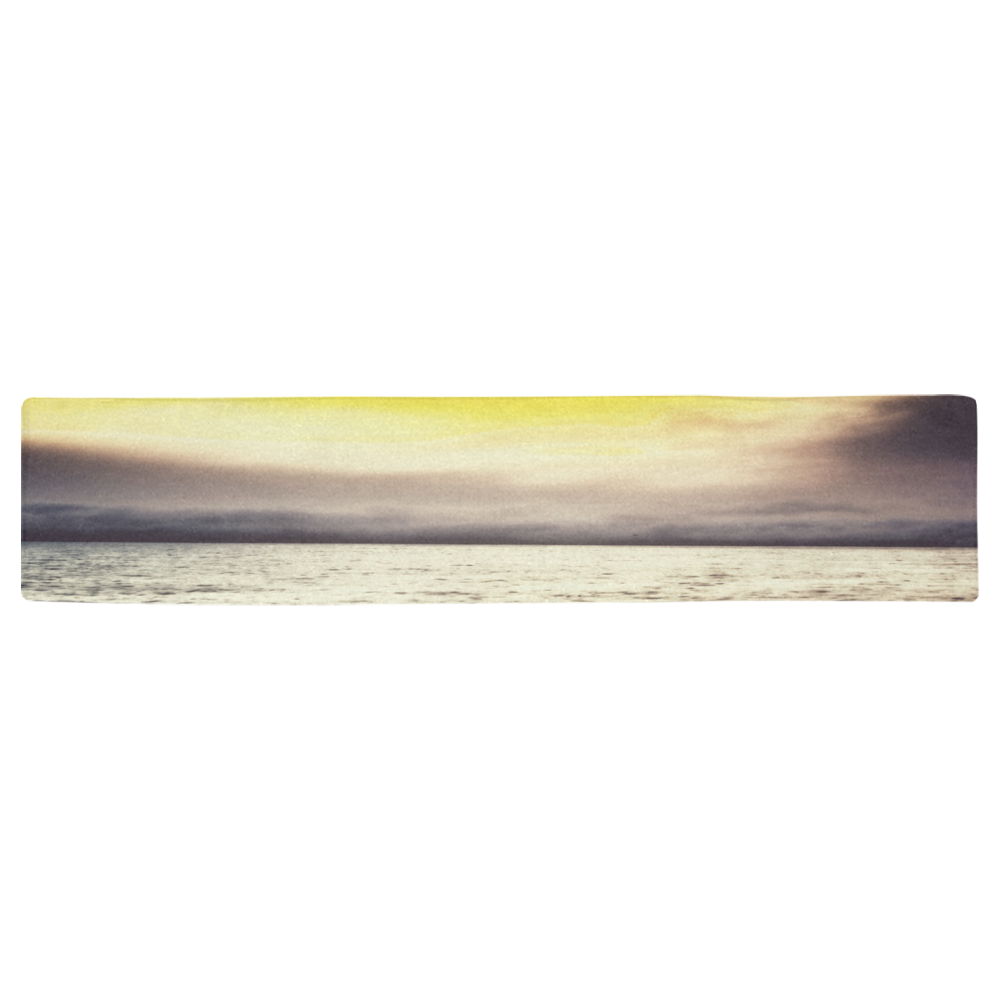 cloudy sunset sky with ocean view Table Runner 16x72 inch