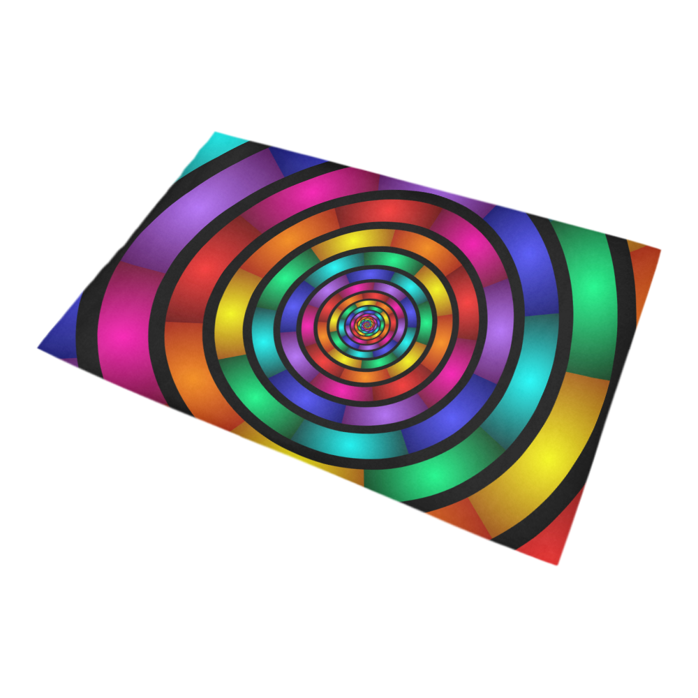 Round Psychedelic Colorful Modern Fractal Graphic Bath Rug 20''x 32''