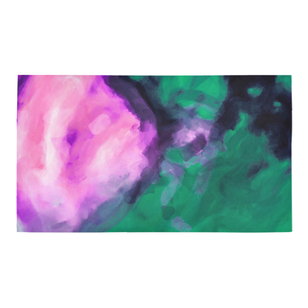psychedelic splash painting texture abstract background in green and pink Bath Rug 16''x 28''