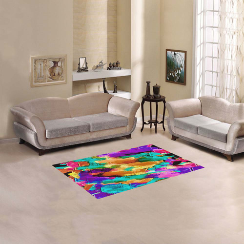 psychedelic splash painting texture abstract background in pink green purple yellow brown Area Rug 2'7"x 1'8‘’