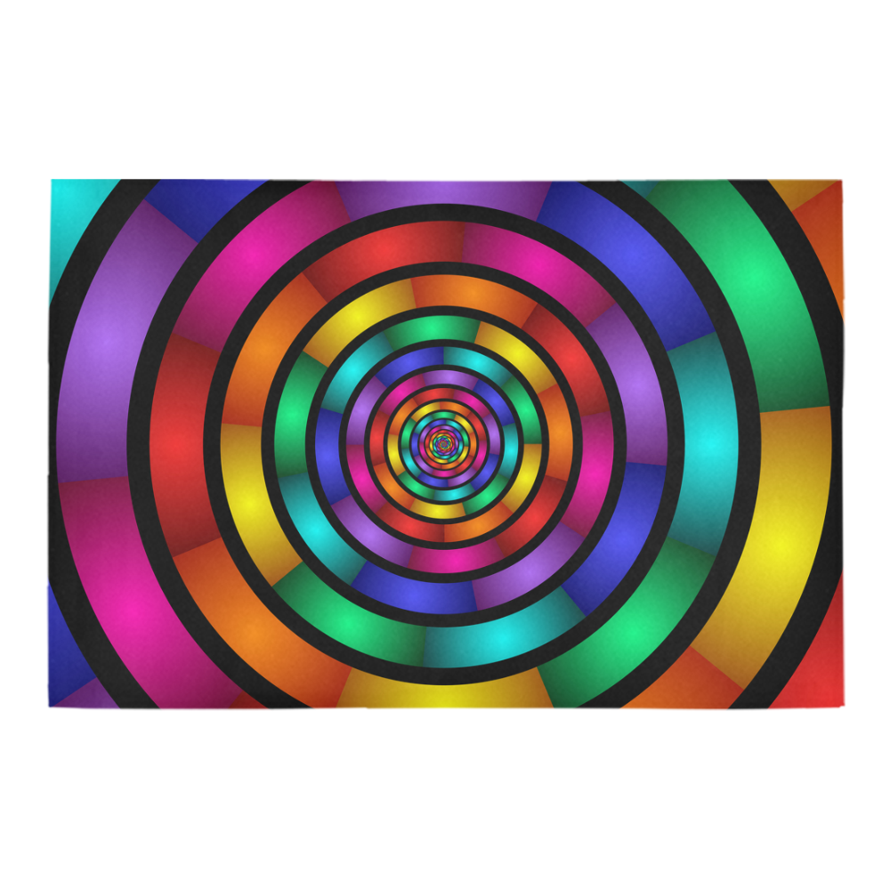 Round Psychedelic Colorful Modern Fractal Graphic Azalea Doormat 24" x 16" (Sponge Material)