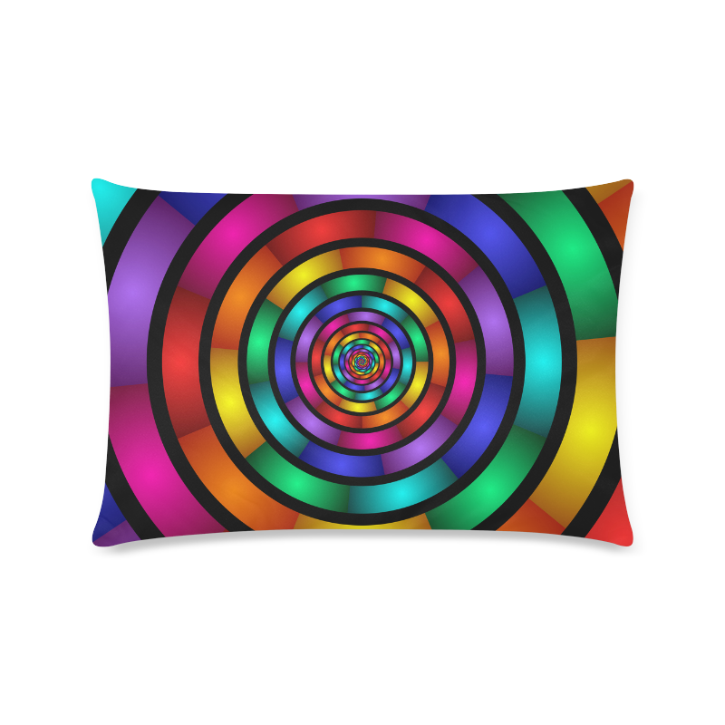 Round Psychedelic Colorful Modern Fractal Graphic Custom Zippered Pillow Case 16"x24"(Twin Sides)