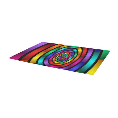 Round Psychedelic Colorful Modern Fractal Graphic Area Rug 9'6''x3'3''