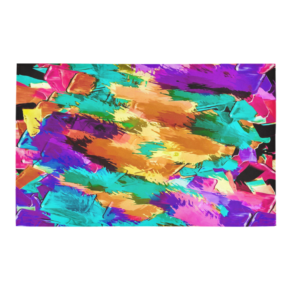 psychedelic splash painting texture abstract background in pink green purple yellow brown Bath Rug 20''x 32''