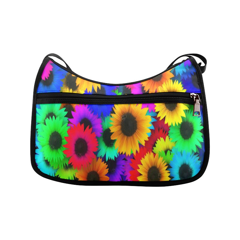 Neon Rainbow Pop Sunflowers Crossbody Bags (Model 1616)