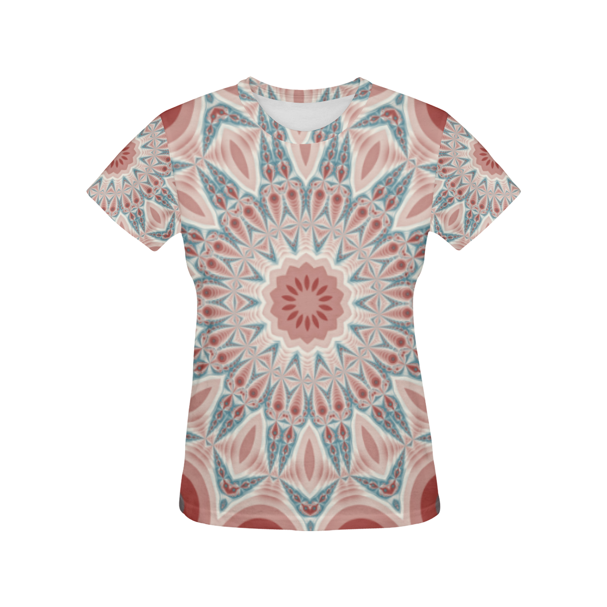 Modern Kaleidoscope Mandala Fractal Art Graphic All Over Print T-Shirt for Women (USA Size) (Model T40)