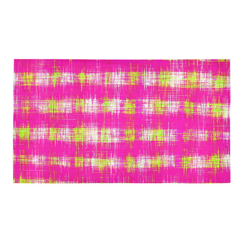 plaid pattern graffiti painting abstract in pink and yellow Bath Rug 16''x 28''