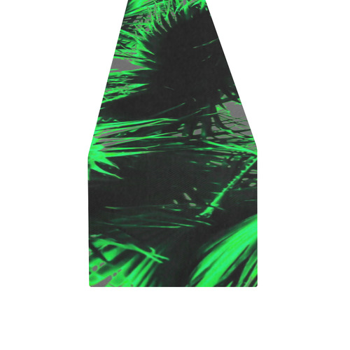 green palm leaves texture abstract background Table Runner 14x72 inch