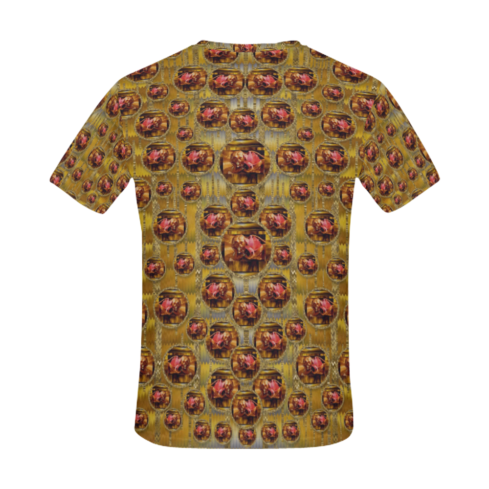 Angels in gold and flowers of paradise rocks All Over Print T-Shirt for Men (USA Size) (Model T40)