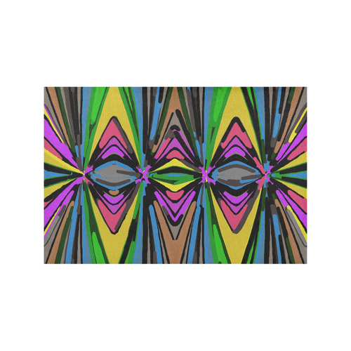psychedelic geometric graffiti triangle pattern in pink green blue yellow and brown Placemat 12''x18''