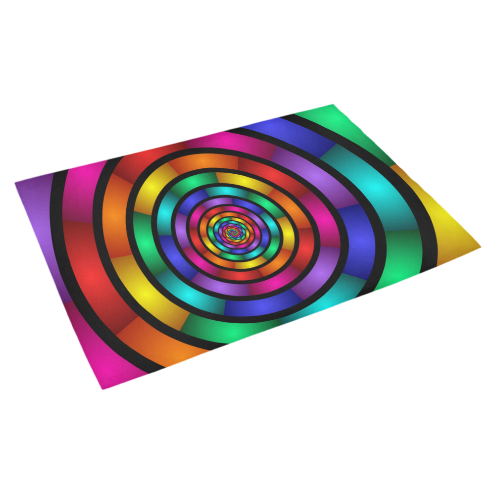 Round Psychedelic Colorful Modern Fractal Graphic Azalea Doormat 30" x 18" (Sponge Material)