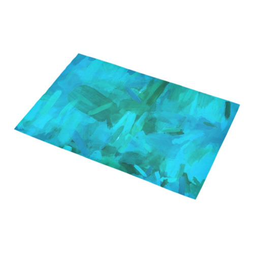 splash painting abstract texture in blue and green Bath Rug 16''x 28''