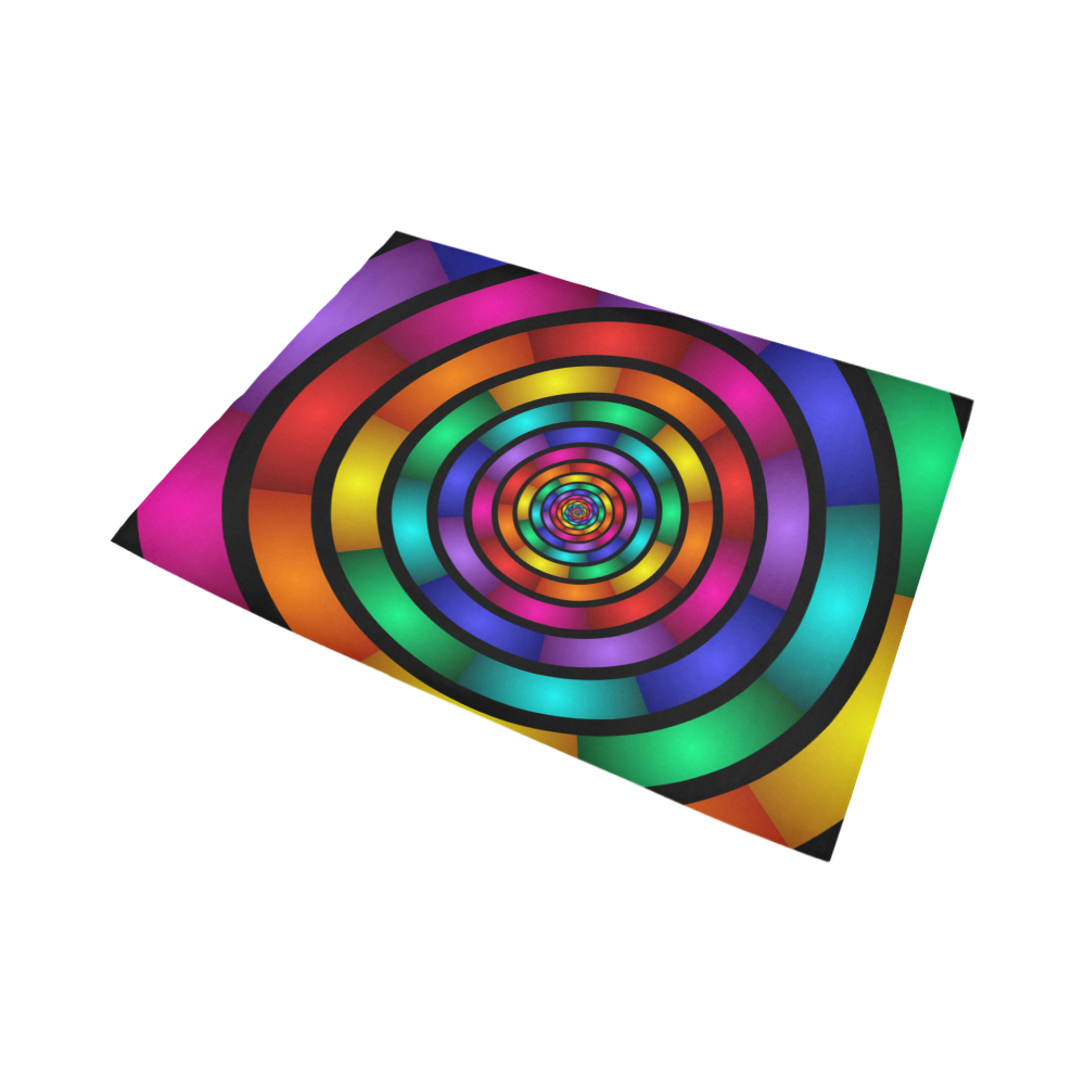 Round Psychedelic Colorful Modern Fractal Graphic Area Rug7'x5'