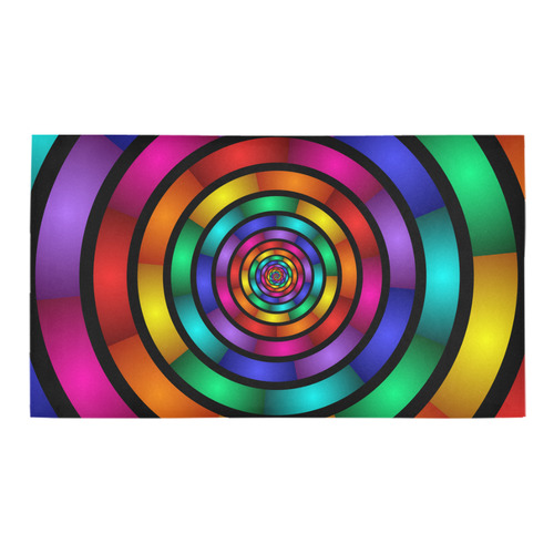 Round Psychedelic Colorful Modern Fractal Graphic Bath Rug 16''x 28''