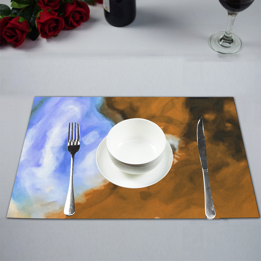 rusty psychedelic splash painting texture abstract background in blue and brown Placemat 12’’ x 18’’ (Set of 6)
