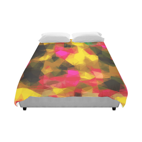 psychedelic geometric polygon shape pattern abstract in pink yellow green Duvet Cover 86"x70" ( All-over-print)