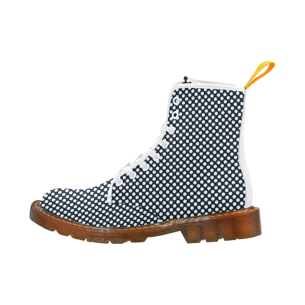White Dots on Midnight Blue Martin Boots For Women Model 1203H