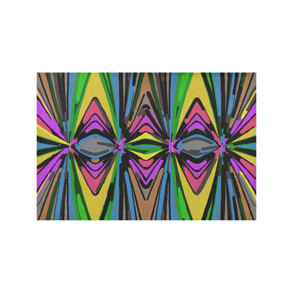 psychedelic geometric graffiti triangle pattern in pink green blue yellow and brown Placemat 12’’ x 18’’ (Set of 6)