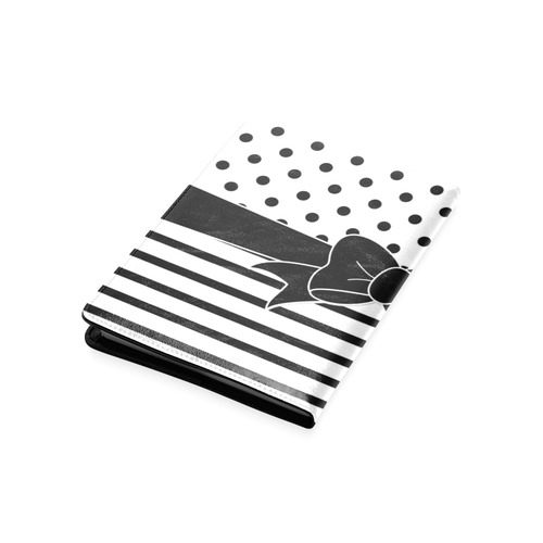 Polka Dots Stripes black white Comic Ribbon black Custom NoteBook A5