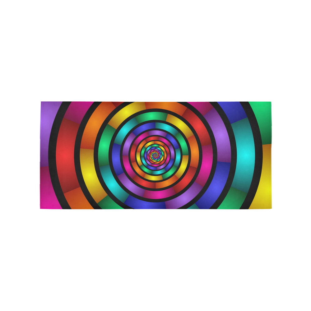 Round Psychedelic Colorful Modern Fractal Graphic Area Rug 7'x3'3''