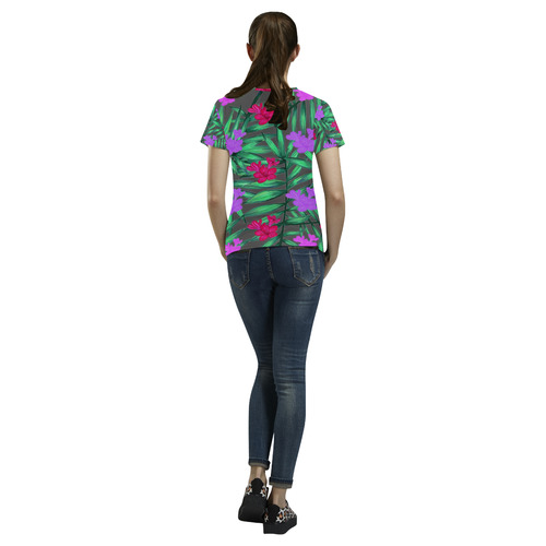 Tropic flower All Over Print T-Shirt for Women (USA Size) (Model T40)