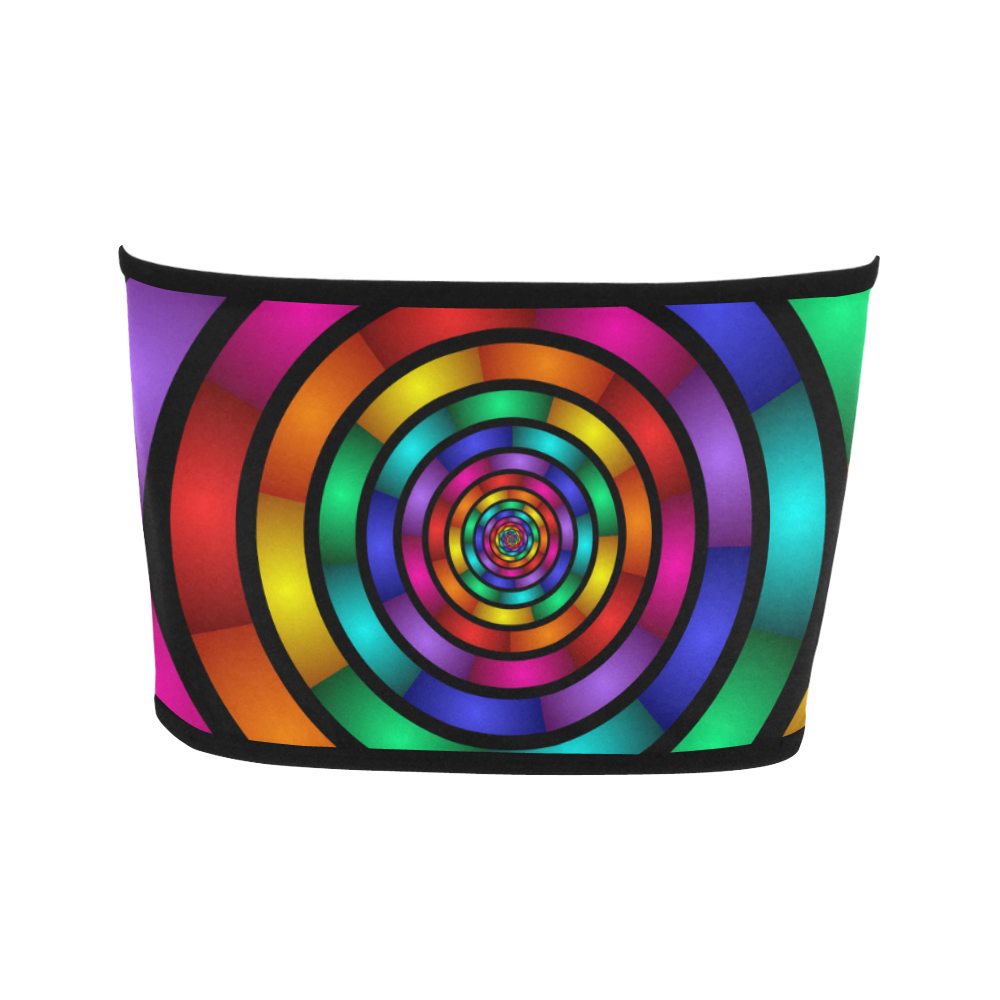 Round Psychedelic Colorful Modern Fractal Graphic Bandeau Top