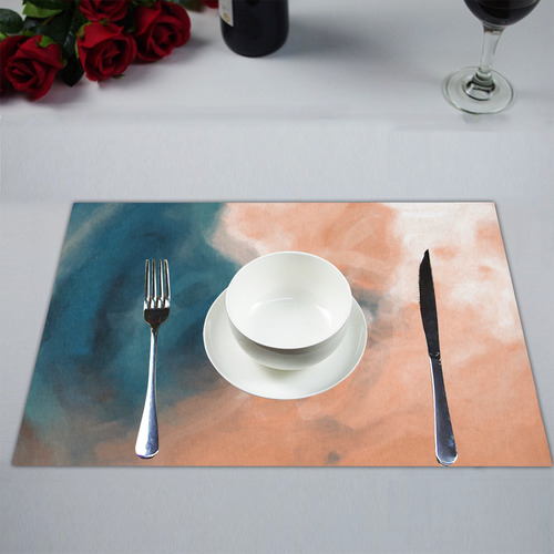 psychedelic splash painting texture abstract background in brown and blue Placemat 14’’ x 19’’