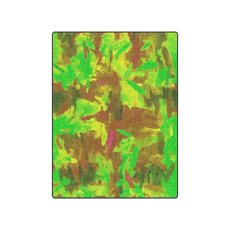 camouflage painting texture abstract background in green yellow brown Blanket 50"x60"