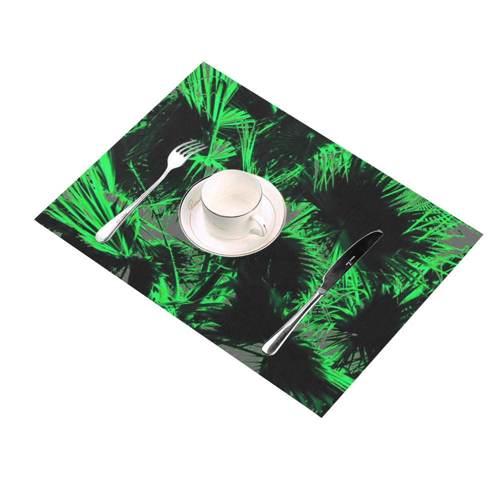 green palm leaves texture abstract background Placemat 14’’ x 19’’ (Set of 4)