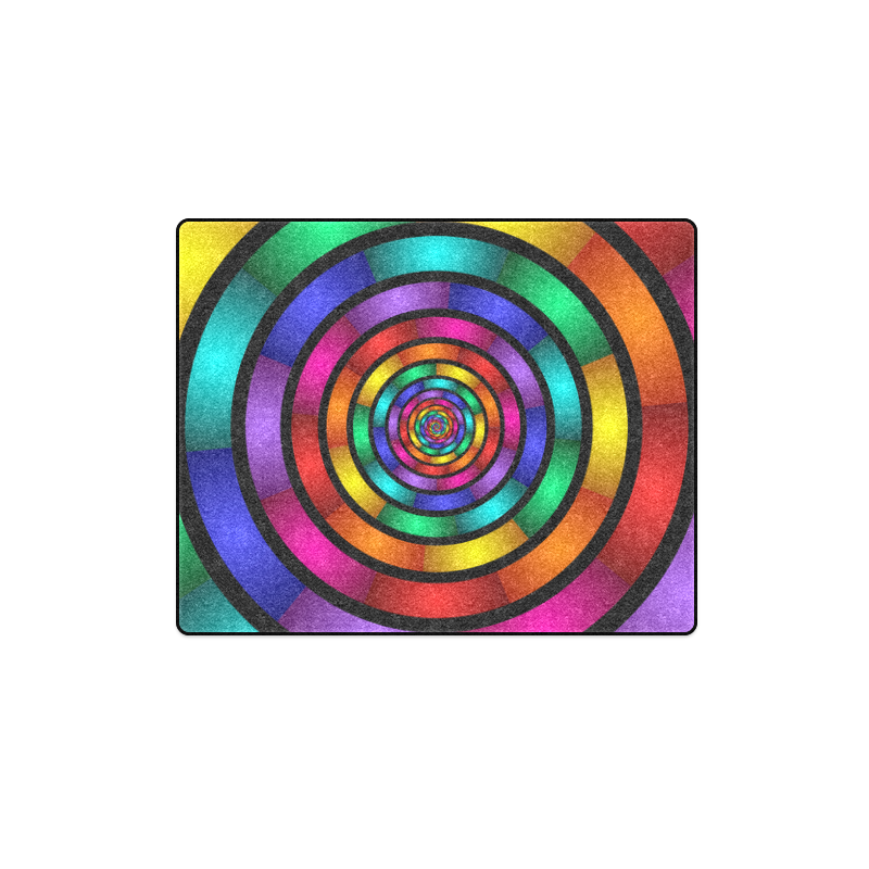 Round Psychedelic Colorful Modern Fractal Graphic Blanket 40"x50"