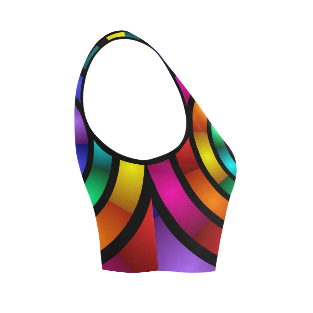Round Psychedelic Colorful Modern Fractal Graphic Women's Crop Top (Model T42)
