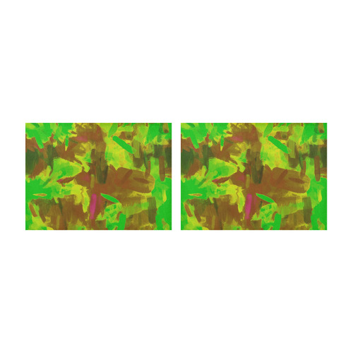 camouflage painting texture abstract background in green yellow brown Placemat 14’’ x 19’’ (Set of 2)