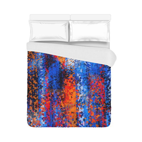 psychedelic geometric polygon shape pattern abstract in blue red orange Duvet Cover 86"x70" ( All-over-print)