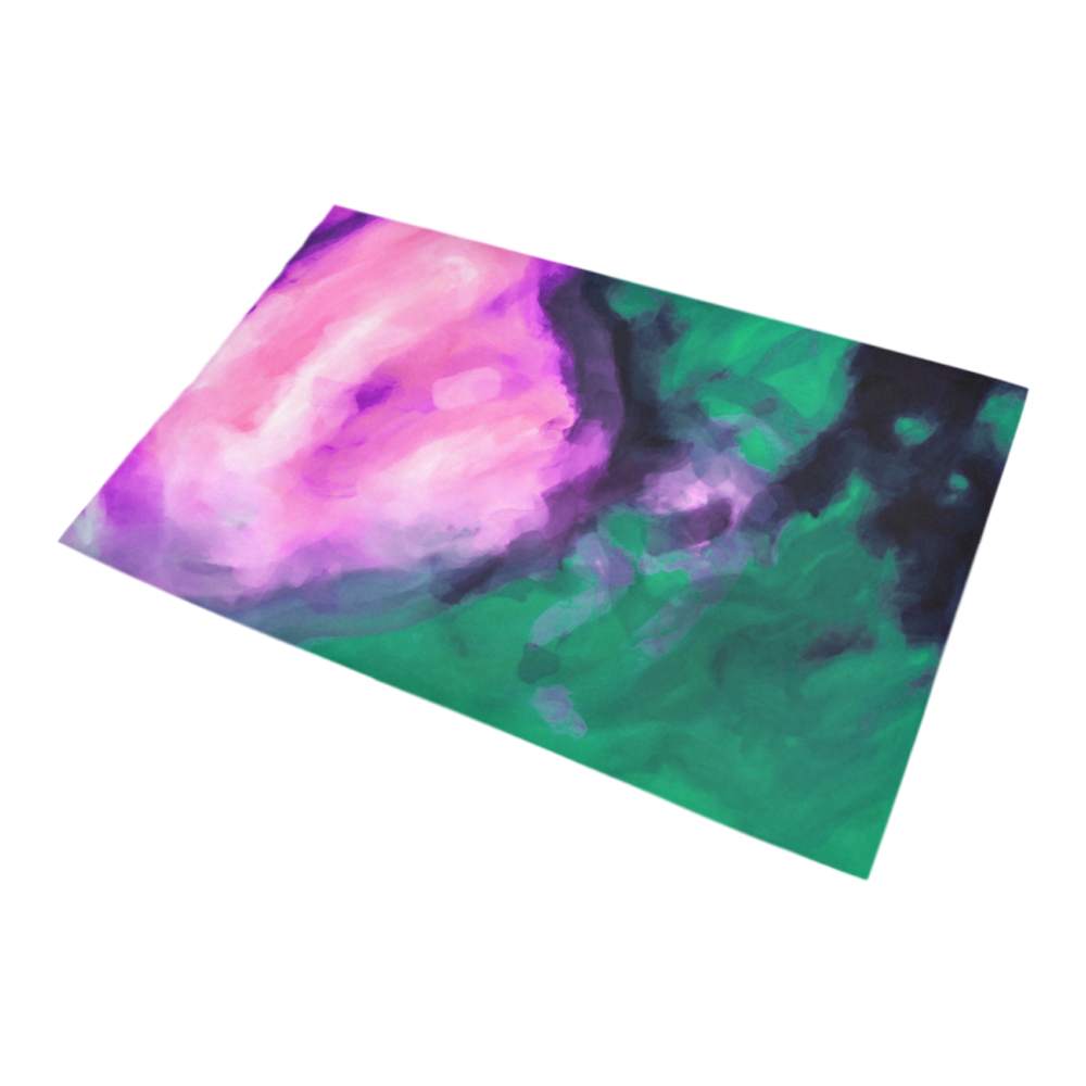 psychedelic splash painting texture abstract background in green and pink Bath Rug 20''x 32''