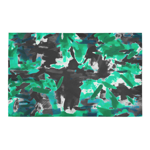 psychedelic vintage camouflage painting texture abstract in green and black Bath Rug 20''x 32''