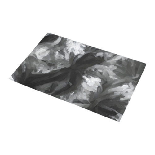 camouflage abstract painting texture background in black and white Bath Rug 16''x 28''