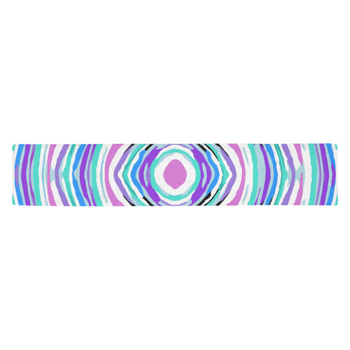 psychedelic graffiti circle pattern abstract in pink blue purple Table Runner 14x72 inch