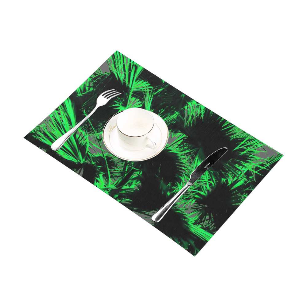 green palm leaves texture abstract background Placemat 12’’ x 18’’ (Set of 4)