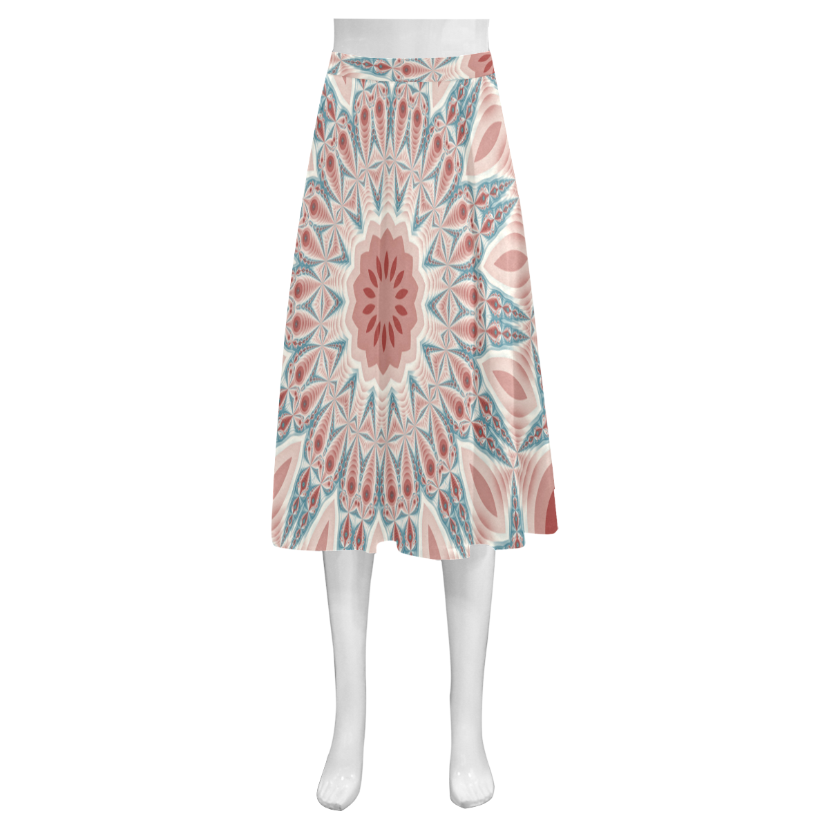 Modern Kaleidoscope Mandala Fractal Art Graphic Mnemosyne Women's Crepe Skirt (Model D16)