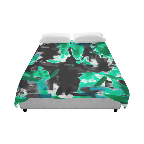 psychedelic vintage camouflage painting texture abstract in green and black Duvet Cover 86"x70" ( All-over-print)