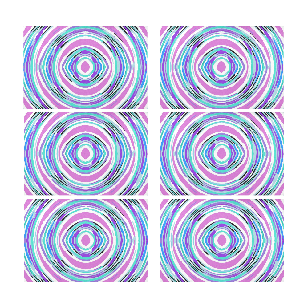 psychedelic graffiti circle pattern abstract in pink blue purple Placemat 12’’ x 18’’ (Set of 6)