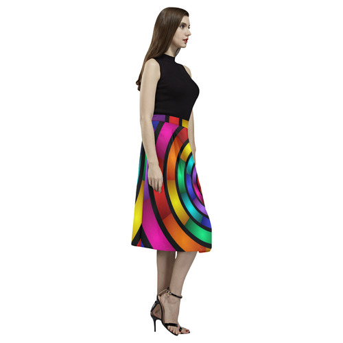 Round Psychedelic Colorful Modern Fractal Graphic Aoede Crepe Skirt (Model D16)