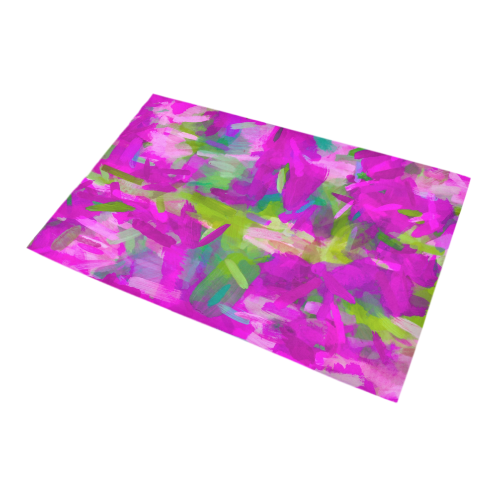 splash painting abstract texture in purple pink green Bath Rug 20''x 32''