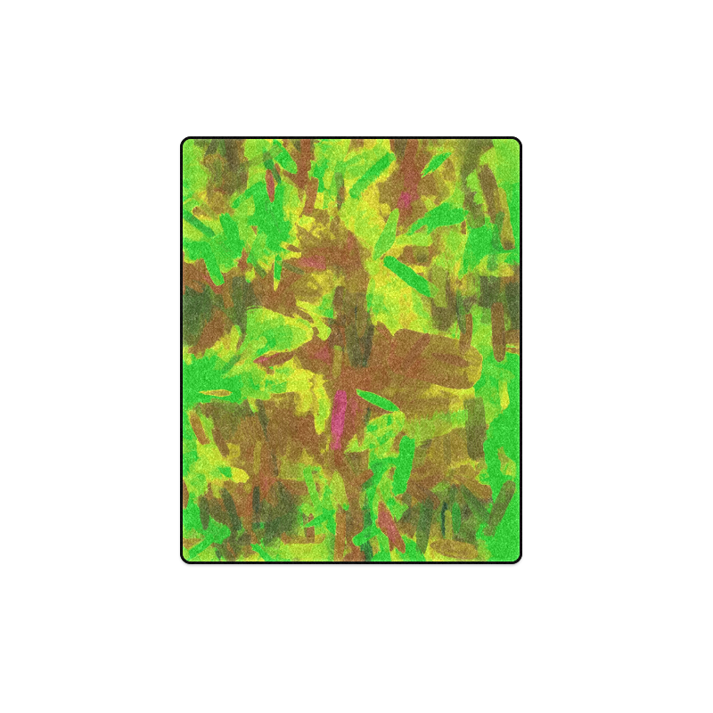 camouflage painting texture abstract background in green yellow brown Blanket 40"x50"