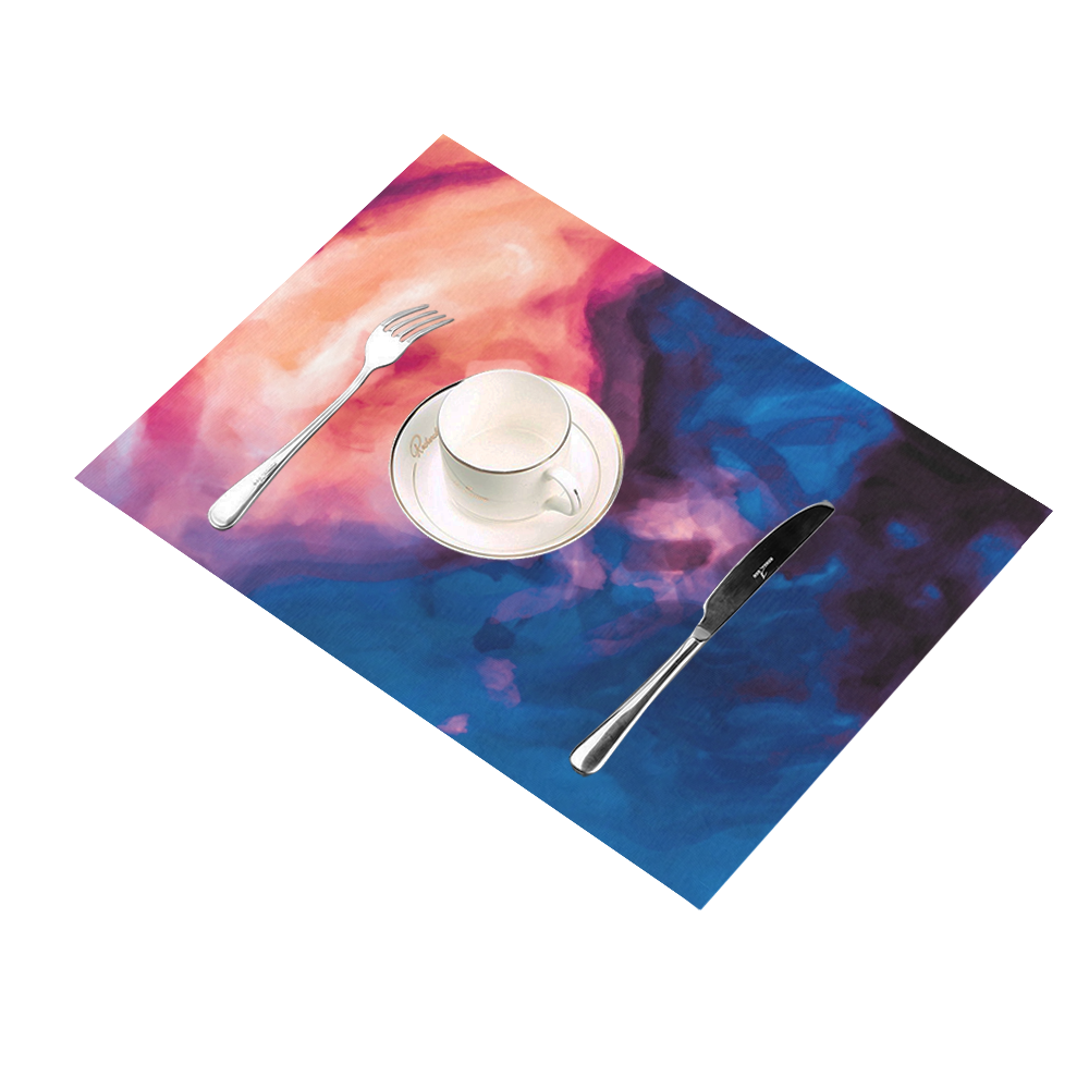 psychedelic milky way splash painting texture abstract background in red purple blue Placemat 14’’ x 19’’ (Set of 2)