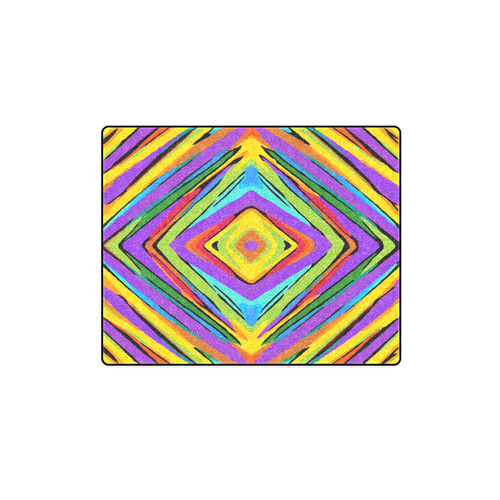 psychedelic geometric graffiti square pattern abstract in blue purple pink yellow green Blanket 40"x50"