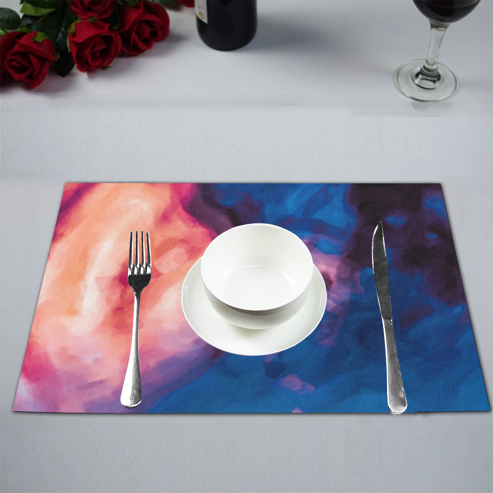 psychedelic milky way splash painting texture abstract background in red purple blue Placemat 12’’ x 18’’ (Set of 2)