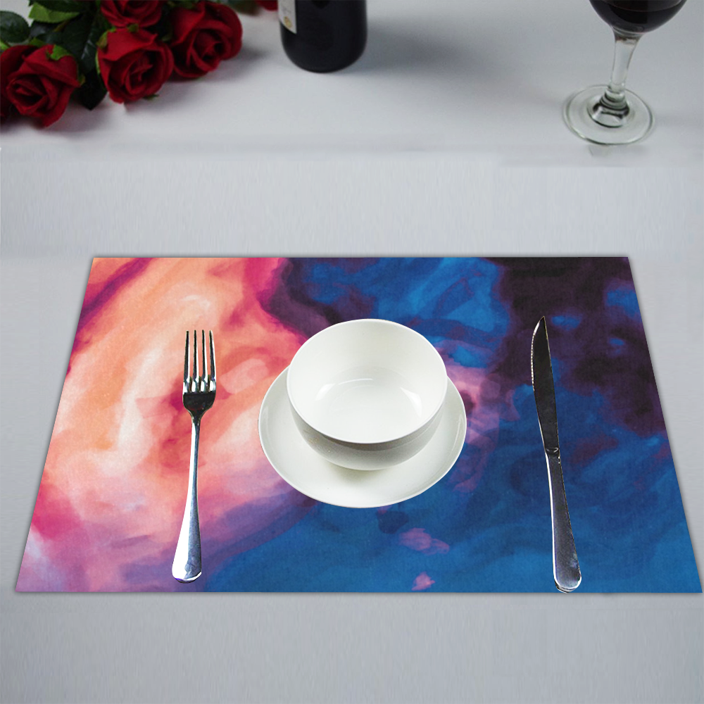 psychedelic milky way splash painting texture abstract background in red purple blue Placemat 14’’ x 19’’ (Set of 2)