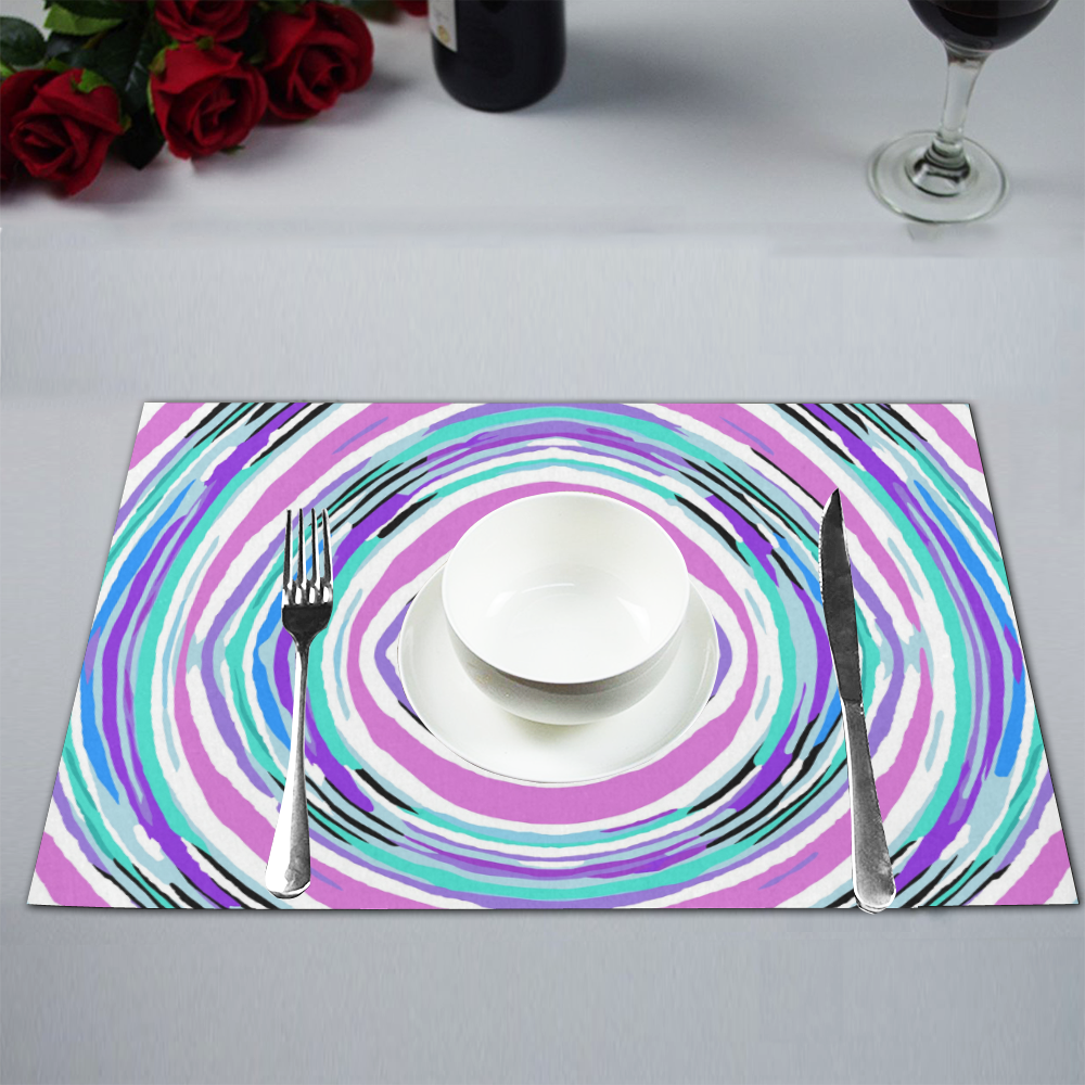 psychedelic graffiti circle pattern abstract in pink blue purple Placemat 12’’ x 18’’ (Set of 4)