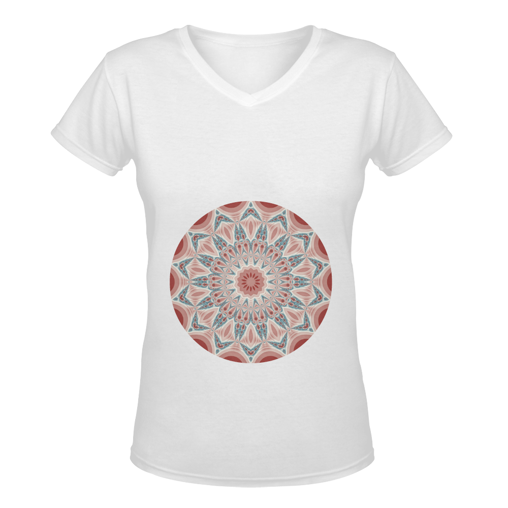 Modern Kaleidoscope Mandala Fractal Art Graphic Women's Deep V-neck T-shirt (Model T19)